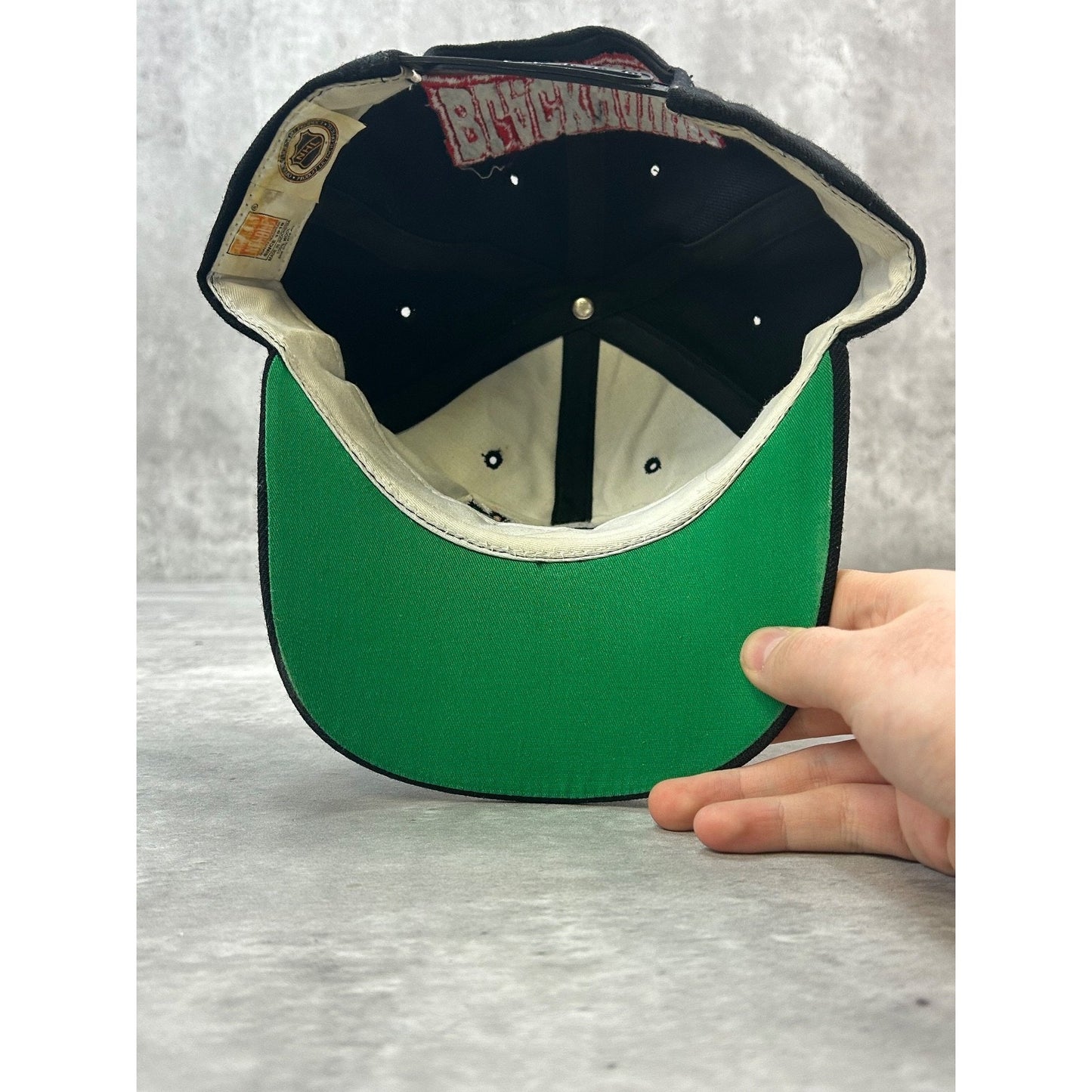 Vintage 90s Chicago Blackhawks NHL Embroidered Big Logo Snapback Hat OSFA