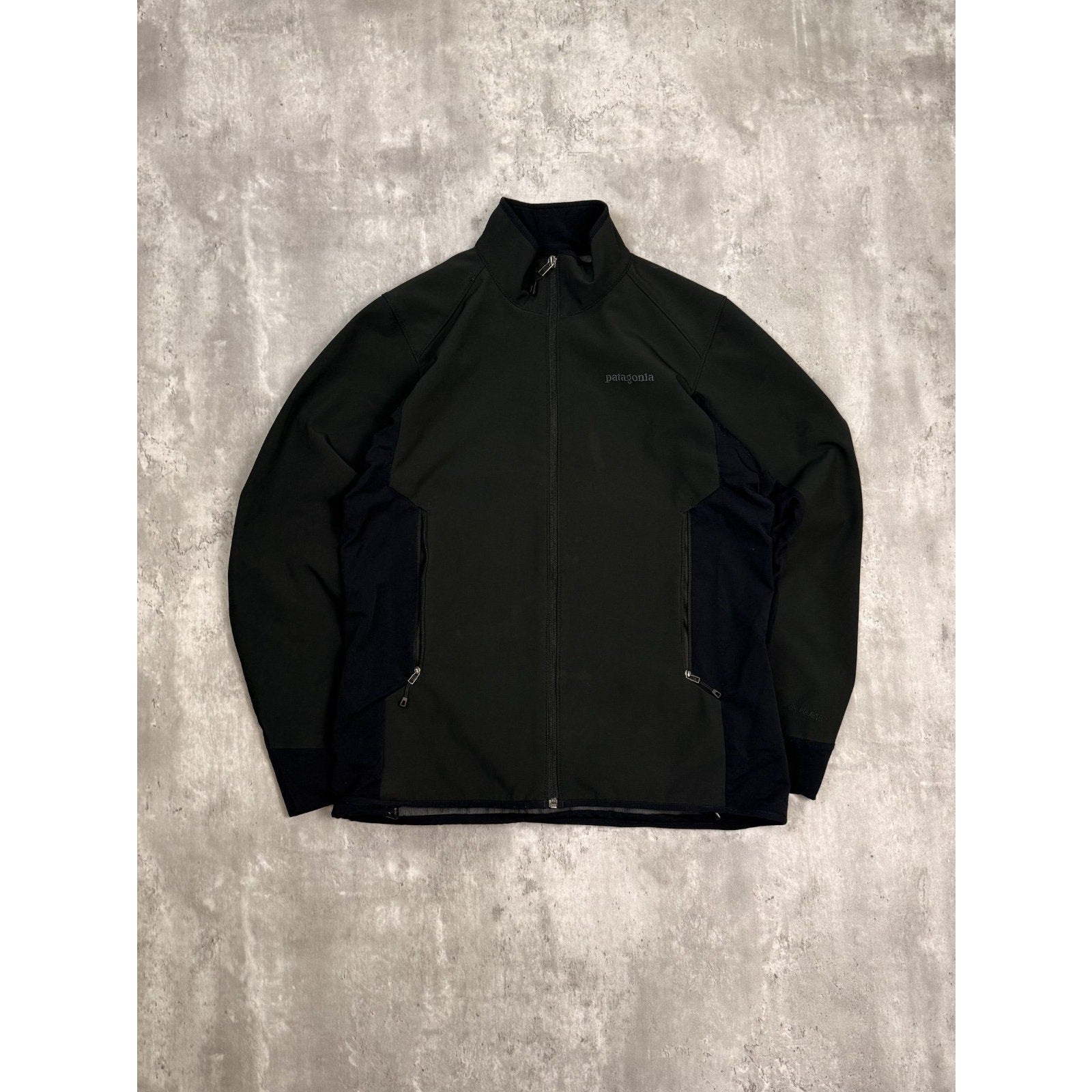 Vintage Patagonia Tonal Spellout Logo Nylon Full Zip Jacket Size Medium Black