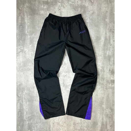 Vintage 90s Brooks Two Tone Embroidered Logo Nylon Track Pants Size Small Black