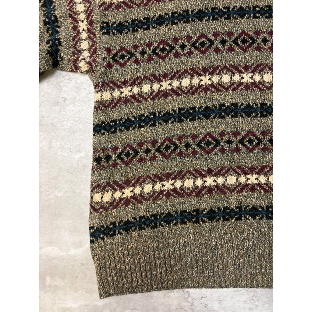 Vintage Jantzen Abstract Pattern Striped Pullover Knit Sweater Size Large