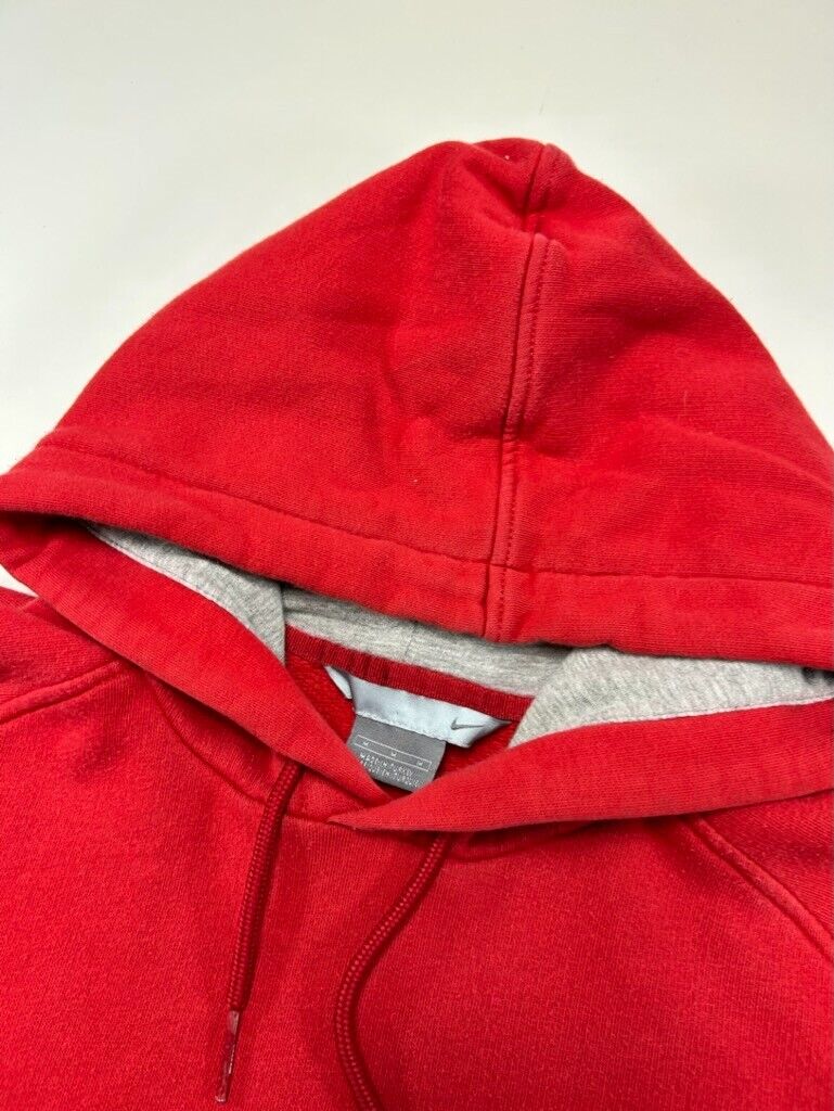 Vintage Y2K Nike Embroidered Mini Swoosh Hooded Sweatshirt Size Medium Red