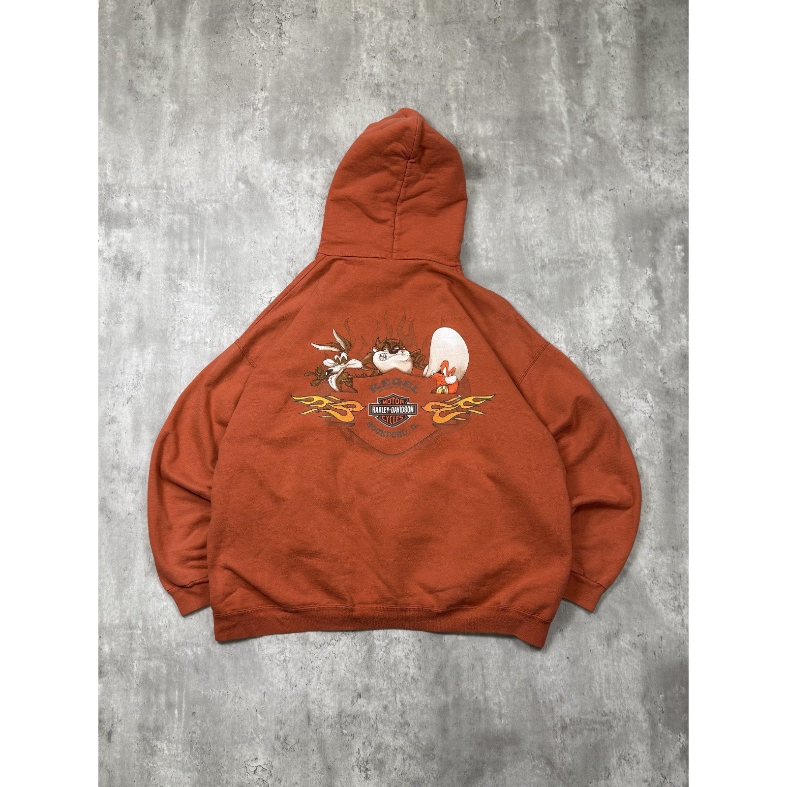 Vintage 2005 Harley Davidson One Bad Toy Looney Tunes Hooded Sweatshirt Size XL