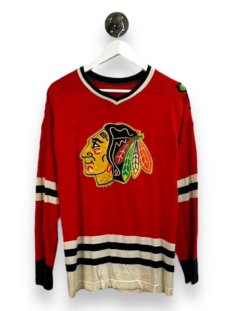 Vtg 70s/80s #35 Chicago Blackhawks NHL Stitched Bauer Hockey Jersey Size Small