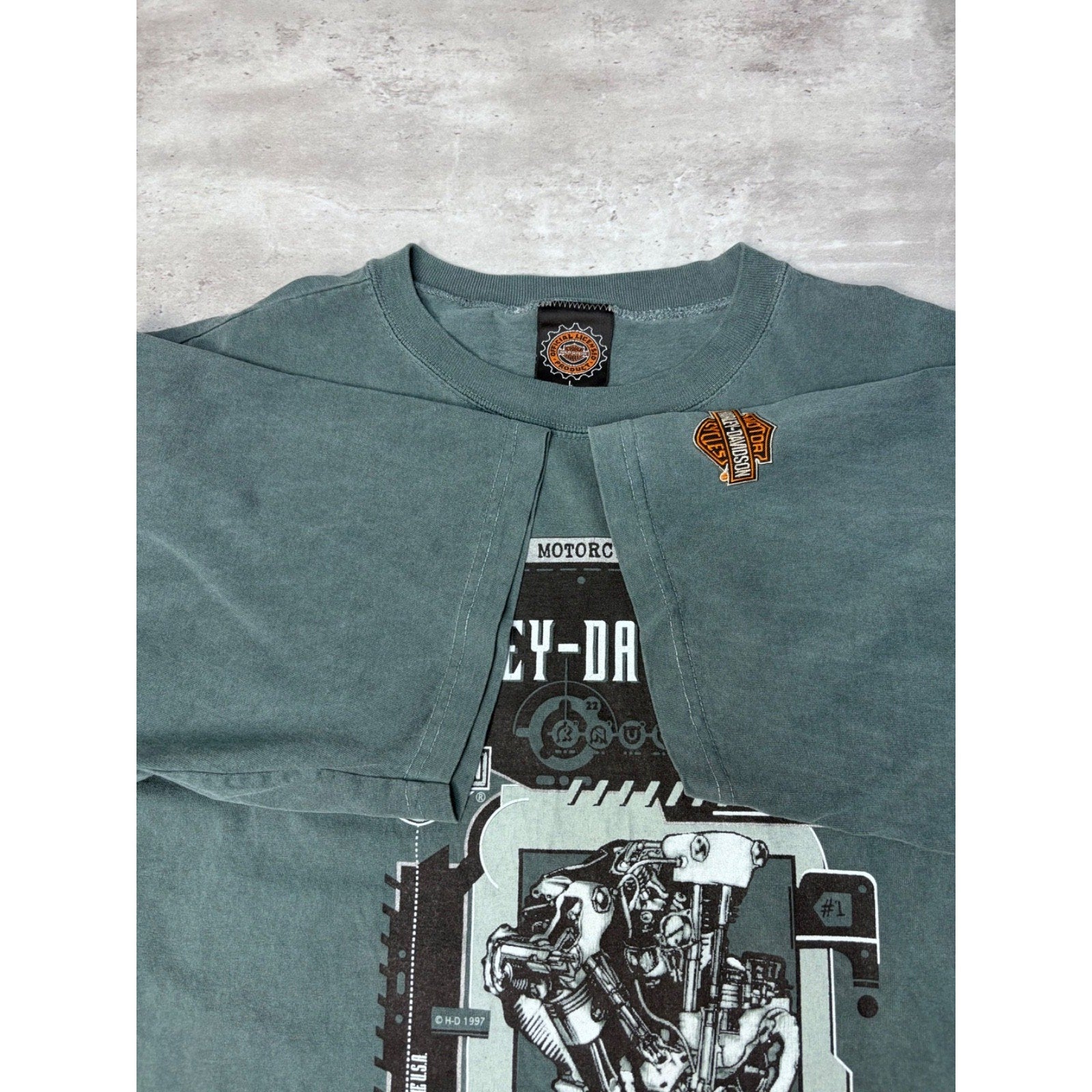 Vintage Harley Davidson Knucklehead Engine Graphic T-Shirt Size Large