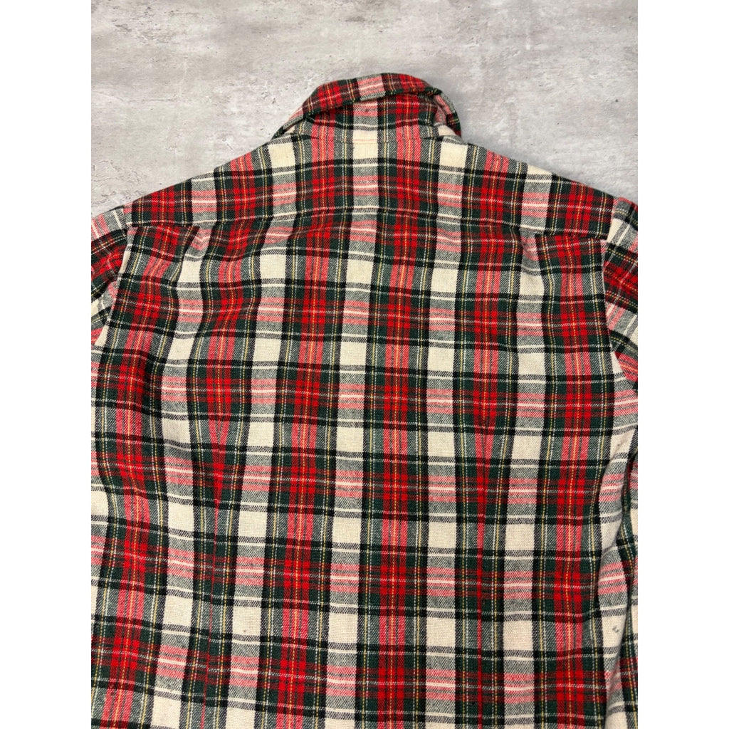 Vintage 1970s Hand Made Plaid Print Insulated Collared Jacket Size Large