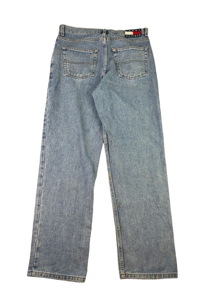 Vintage 90s Tommy Jeans Light Wash Denim Straight Fit Pants Size 33W Blue