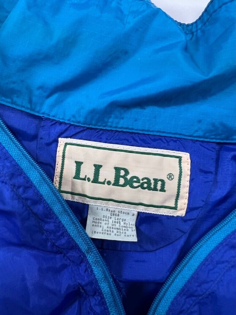 Vintage 90s L.L. Bean Nylon 1/2 Zip Single Pocket Windbreaker Jacket Size Large