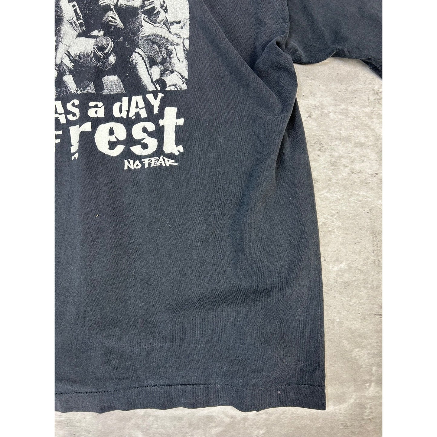 Vintage Y2K No Fear Who Said Sunday... Graphic Slogan T-Shirt Size Large Black