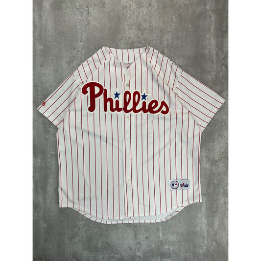 Vintage 90s Jim Thome #25 Philadelphia Phillies MLB Pinstripe Jersey Size 2XL