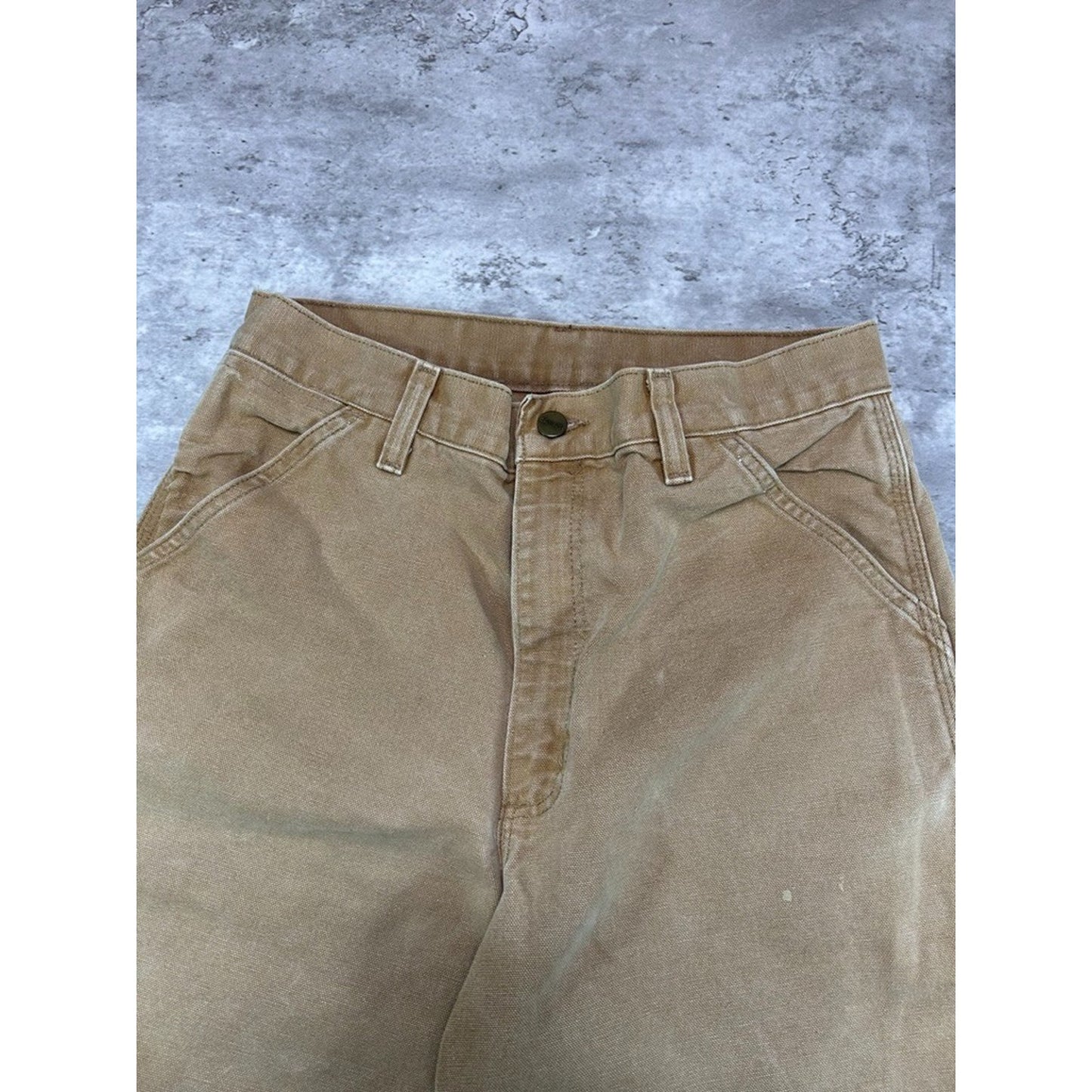 Vintage Carhartt Canvas Workwear Carpenter Shorts Size 29 Beige