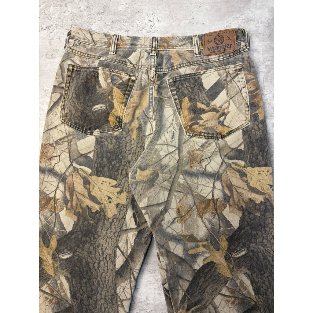 Vintage Wrangler Realtree Hardwoods Camo Double Knee Hunting Pants Size 32