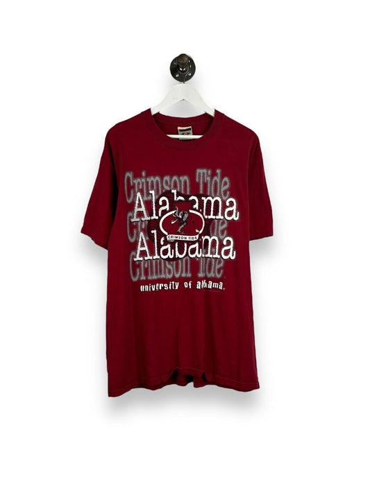 Vintage 90s Alabama Crimson Tide NCAA Big Graphic Spellout T-Shirt Size XL Red