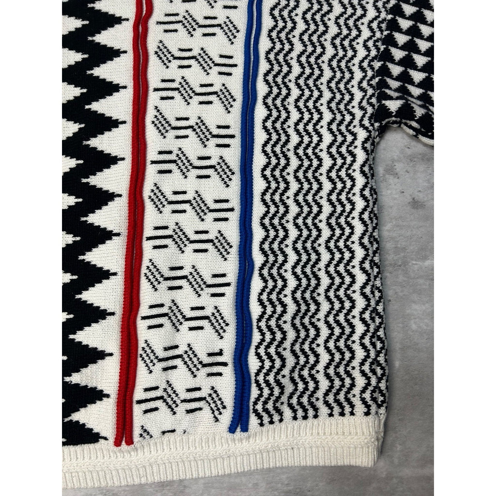Vintage 90s Concrete Abstract Striped Pullover Knit Sweater Size Large
