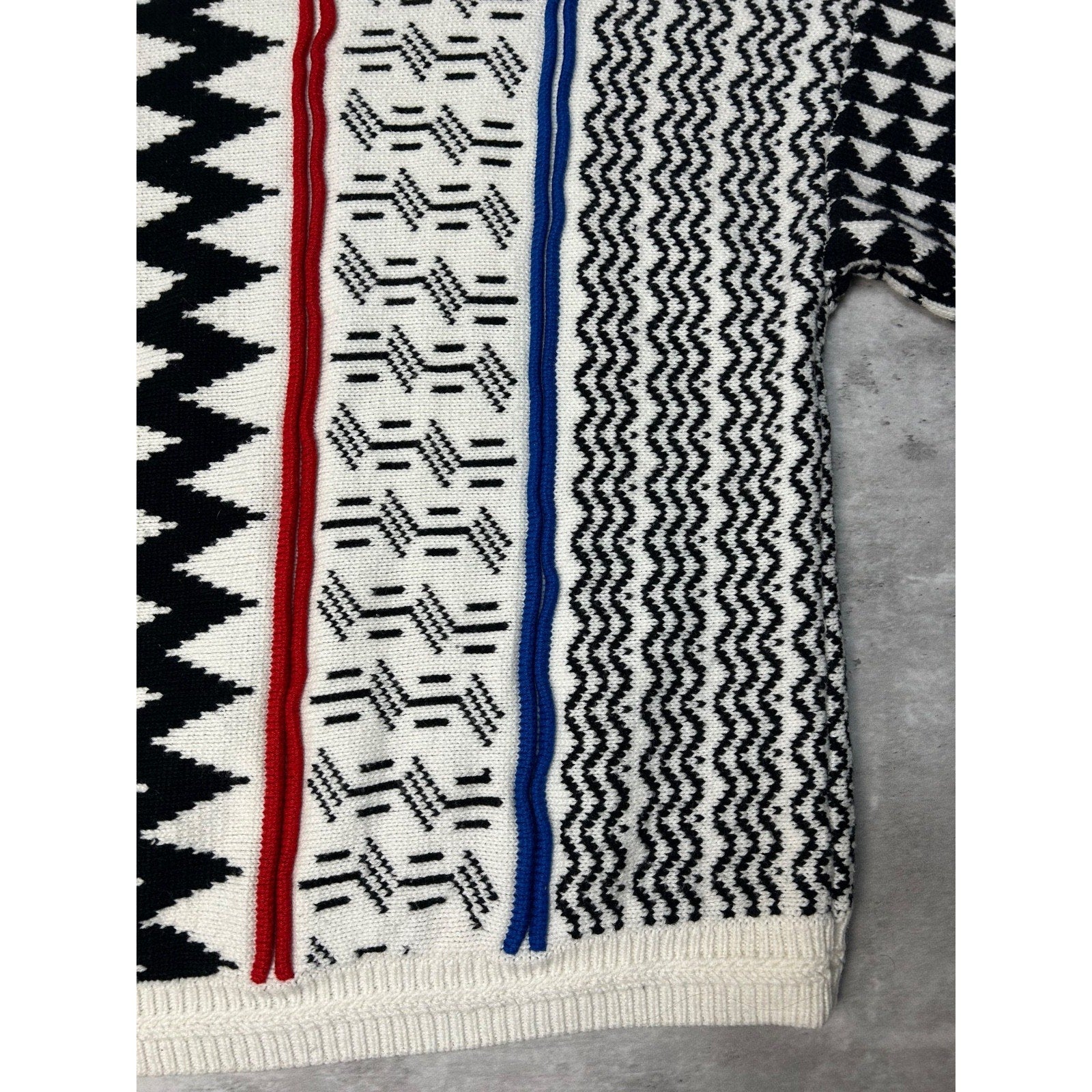 Vintage 90s Concrete Abstract Striped Pullover Knit Sweater Size Large
