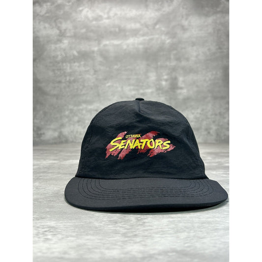 Vintage 90s Ottawa Senators NHL Graphic Spellout Hockey Snapback Hat OSFA