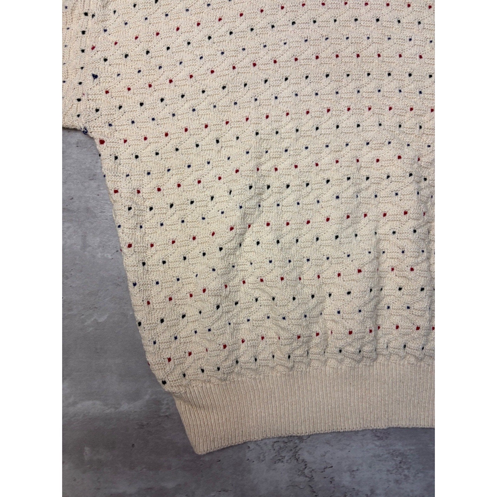 Vintage J.G. Hook Polka Dot Textured Knit Sweater Size Large
