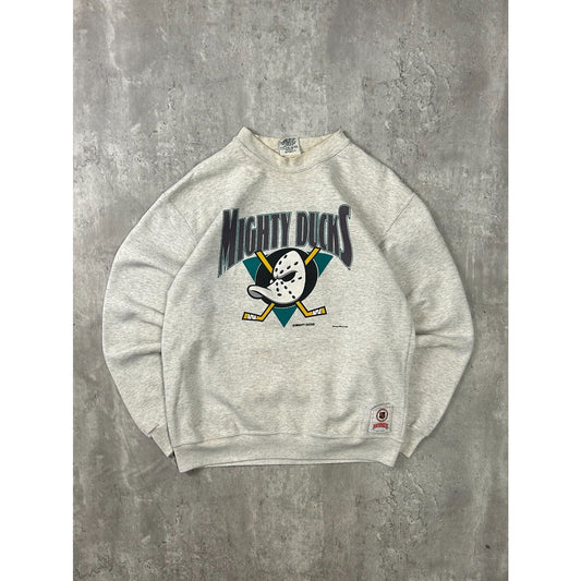 Vintage 90s Anaheim Ducks NHL Graphic Spellout Logo Hockey Sweatshirt Size XL