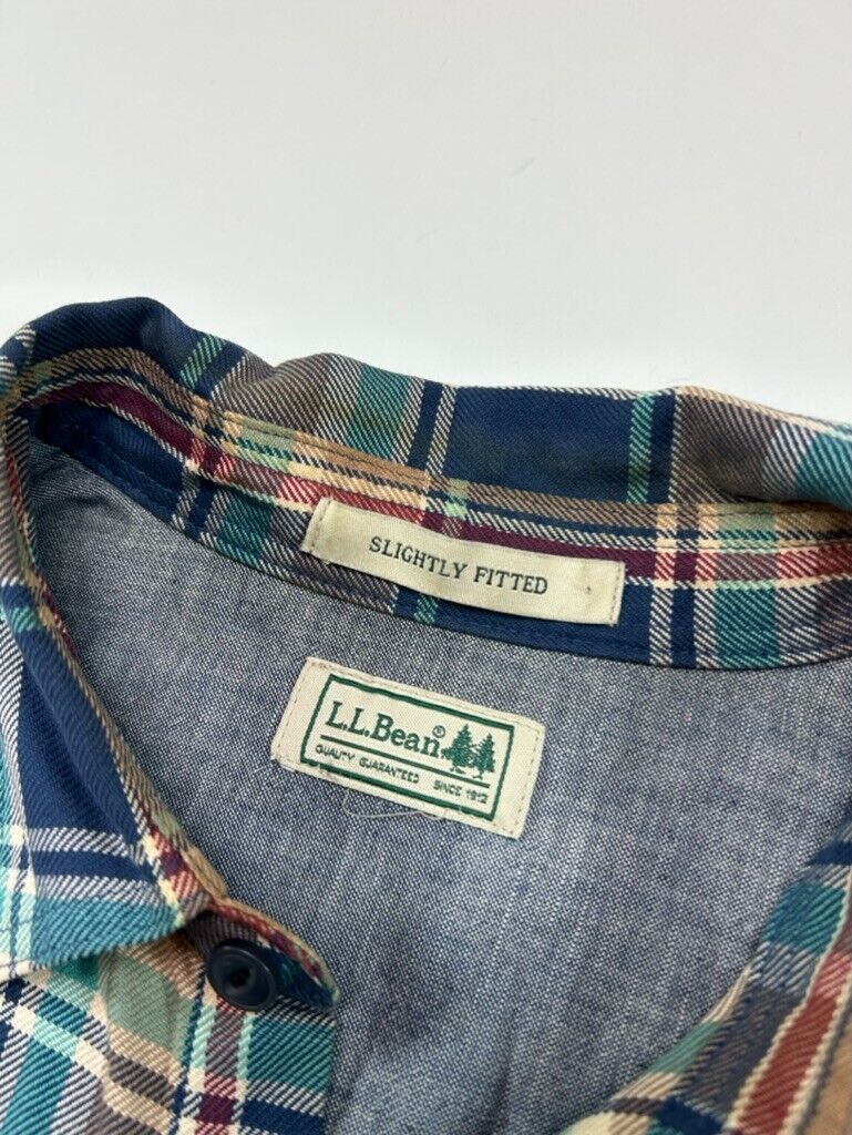 Vintage L.L. Bean Plaid Double Pocket Long Sleeve Button Up Shirt Size Large