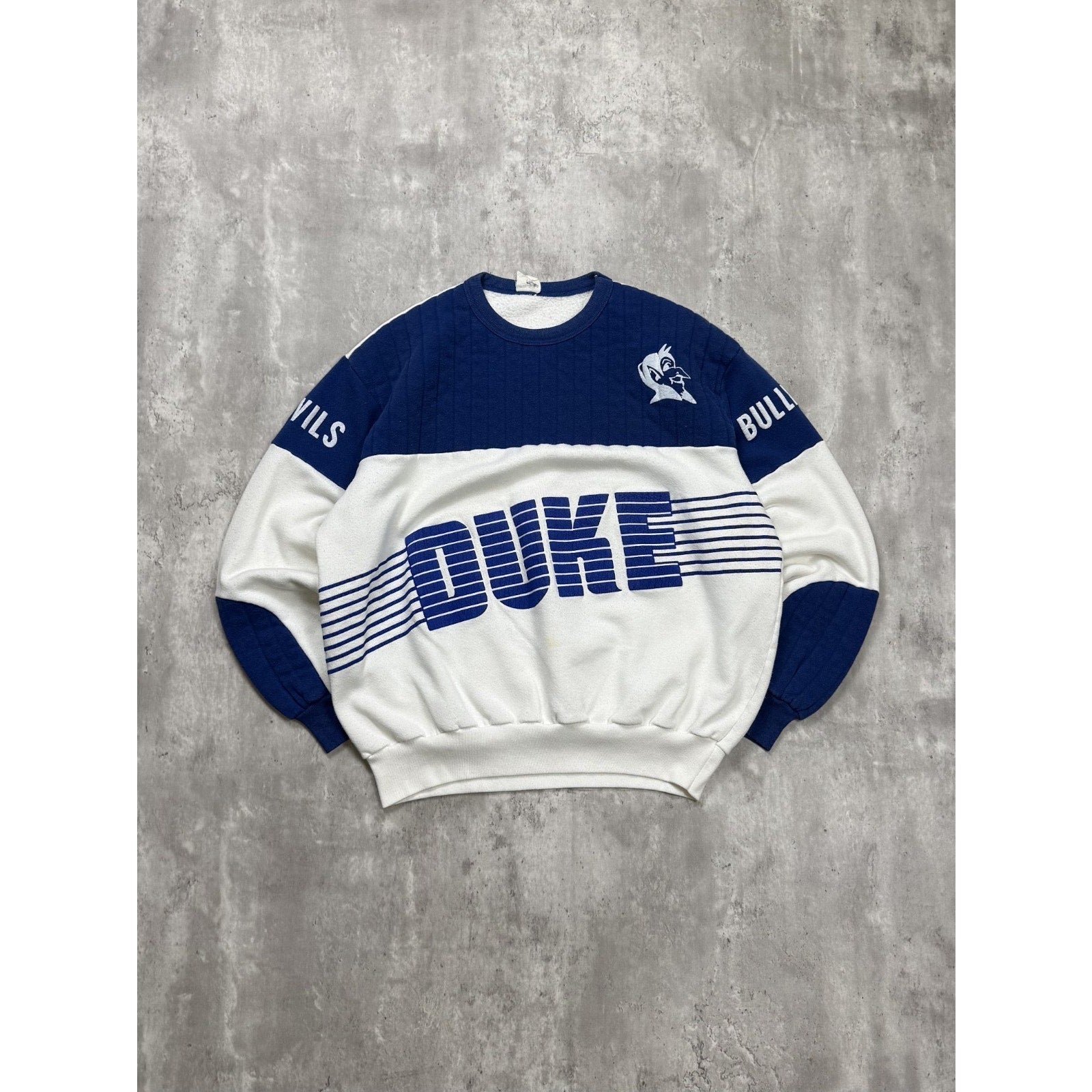 Vintage 80s Duke Blue Devils NCAA Puff Print Spellout Sweatshirt Size Large