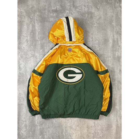 Vintage 90s Green Bay Packers NFL Insulated Starter Full Zip Hooded Jacket Large