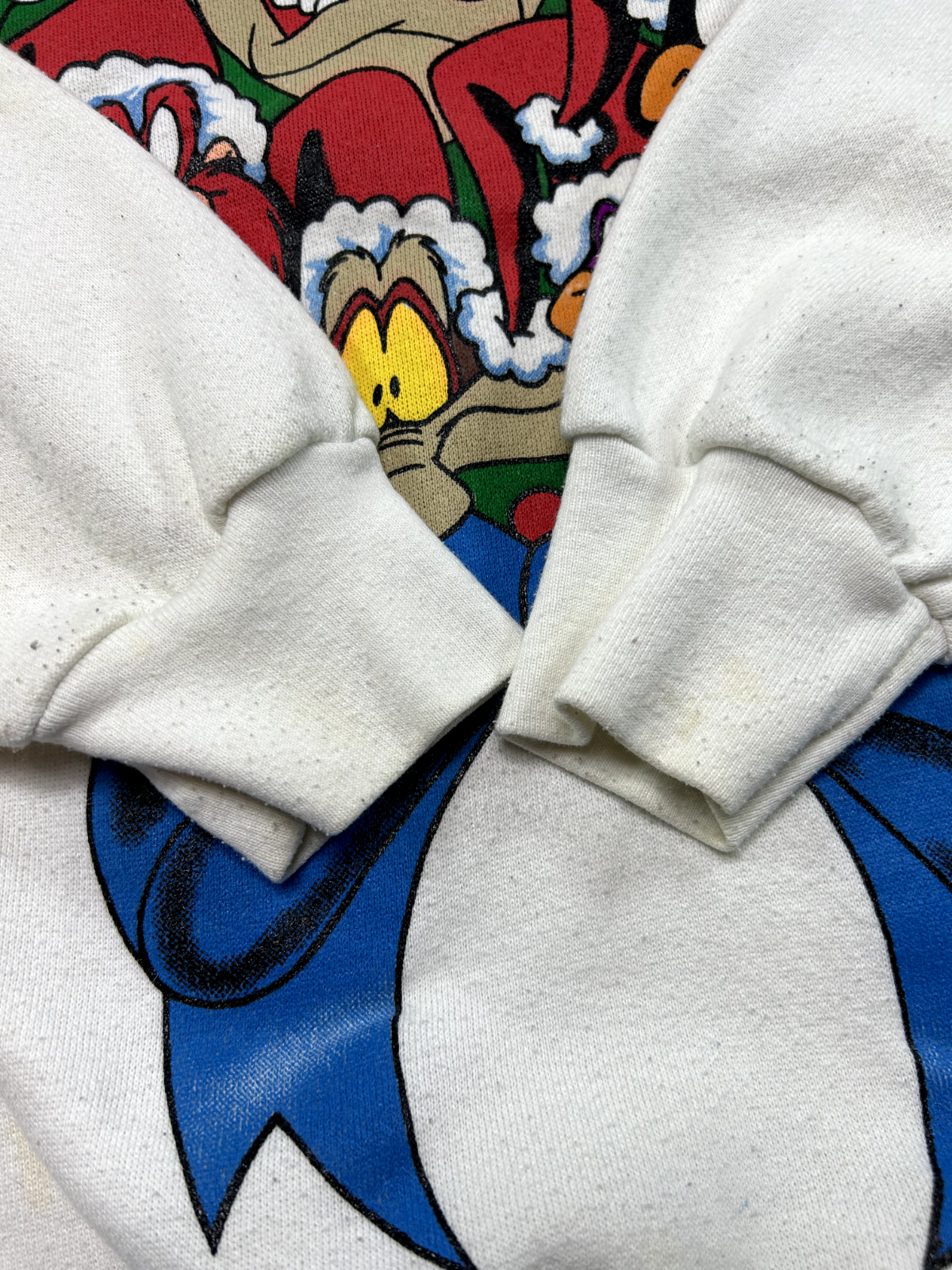 Vintage 1993 Looney Tunes Crew Christmas Graphic Sweatshirt Size XL White 90s