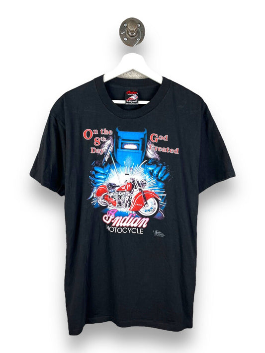 Vintage 1991 Indian Motorcycles On The 8Th Day God Created T-Shirt Sz Large 90s