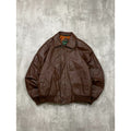 Vintage Hill & Archer Brown Leather Bomber Jacket Size Medium