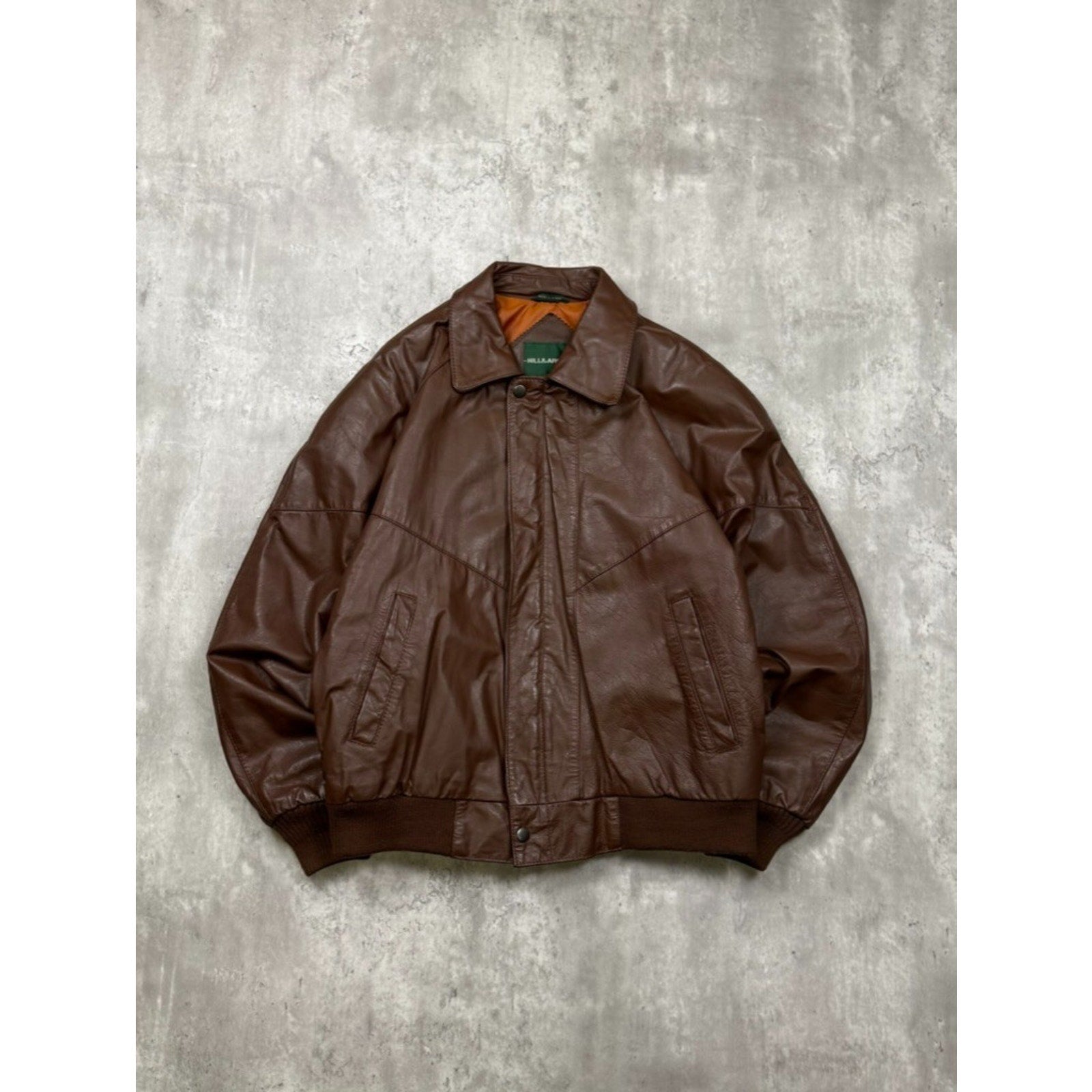 Vintage Hill & Archer Brown Leather Bomber Jacket Size Medium