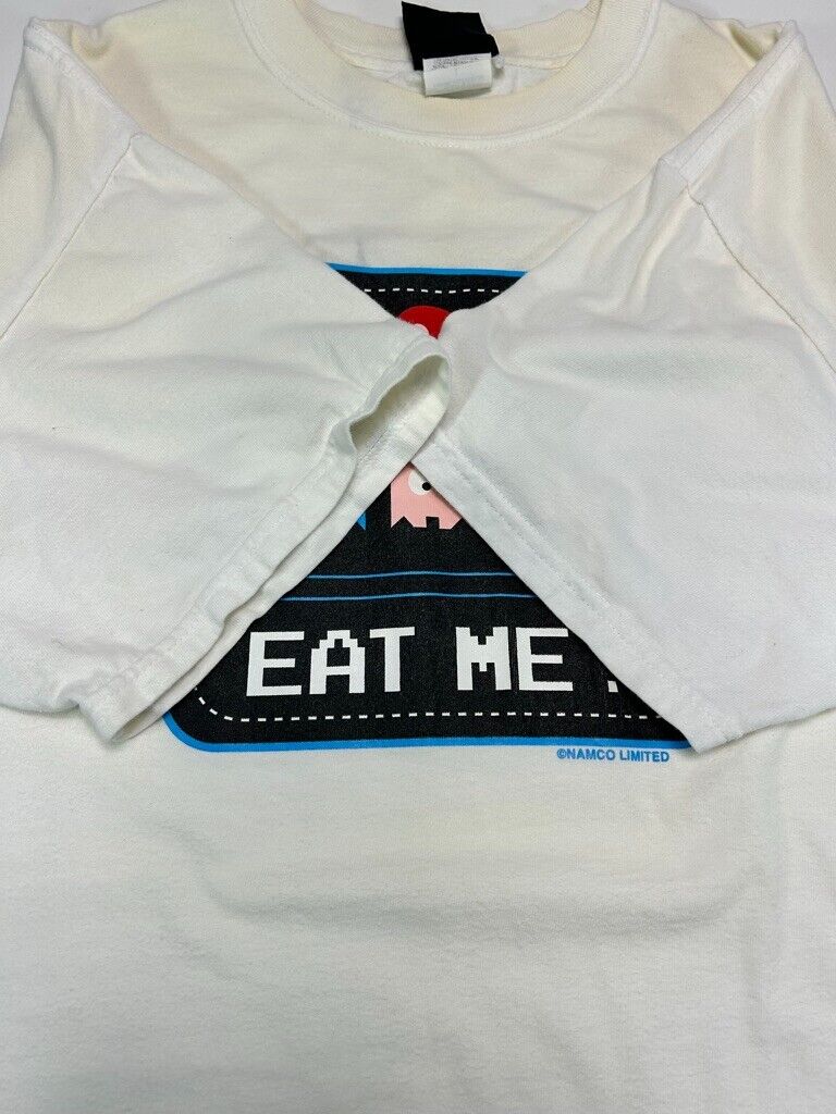 Vintage 90s Pac-man Eat me Video Game Promo Graphic T-Shirt Size Large White