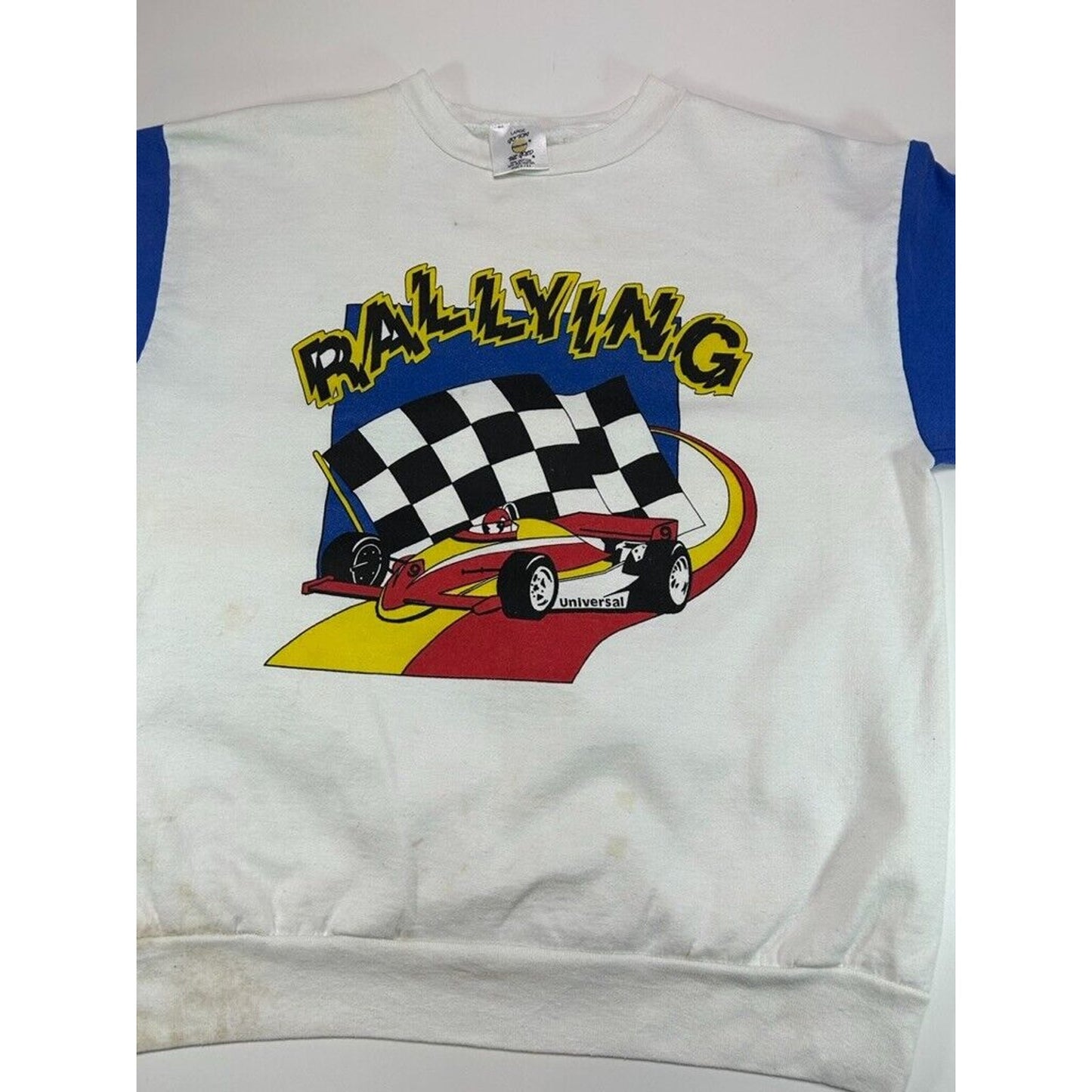 Vintage 80s/90s Rallying Two Toned Racing Graphic Sweatshirt Size Large