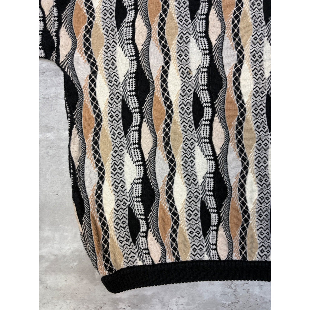 Vintage Bachrach Textured Geometric Pattern Knit Sweater Size XL