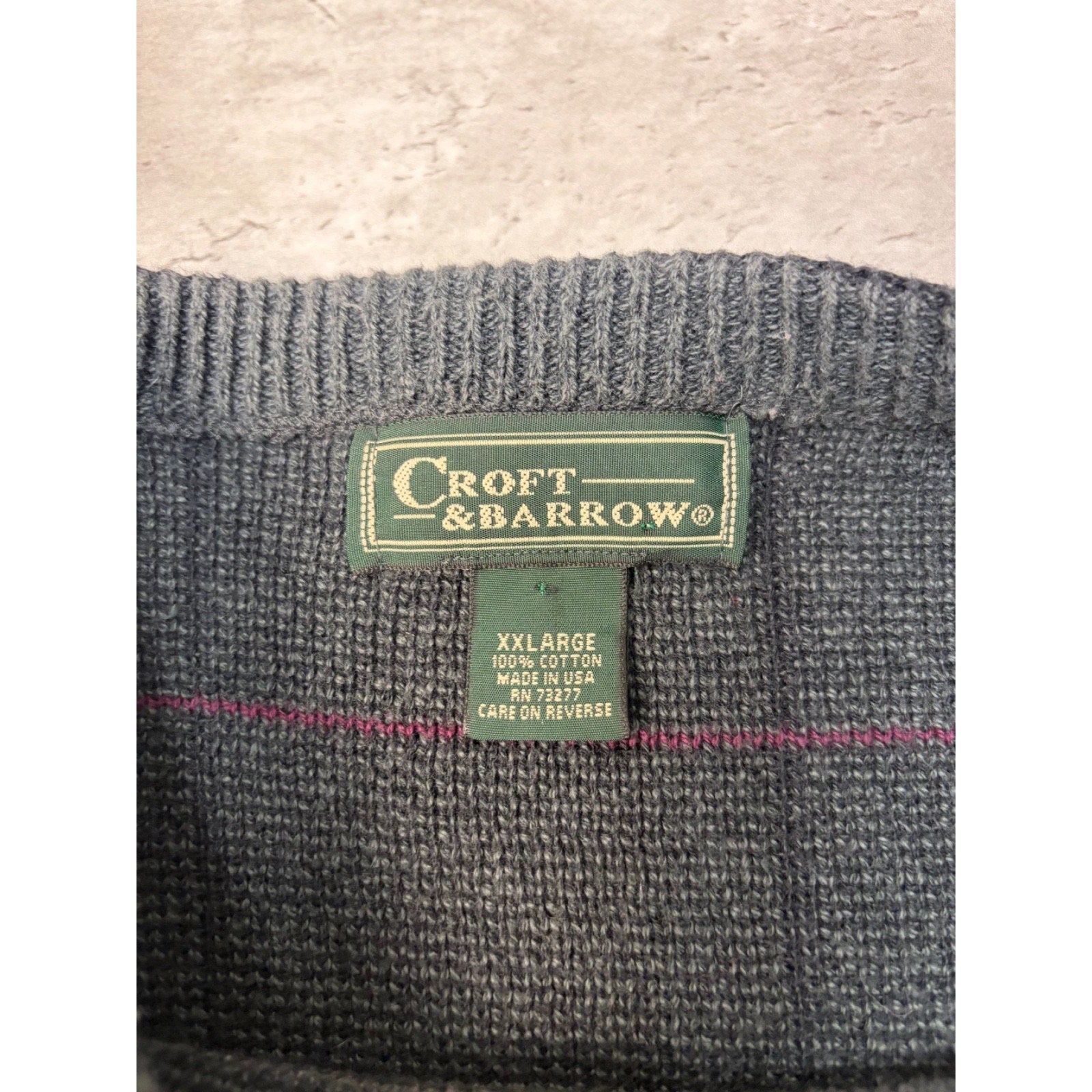 Vintage Croft & Barrow Embroidered Golfer Grid Pattern Knit Sweater Size 2XL