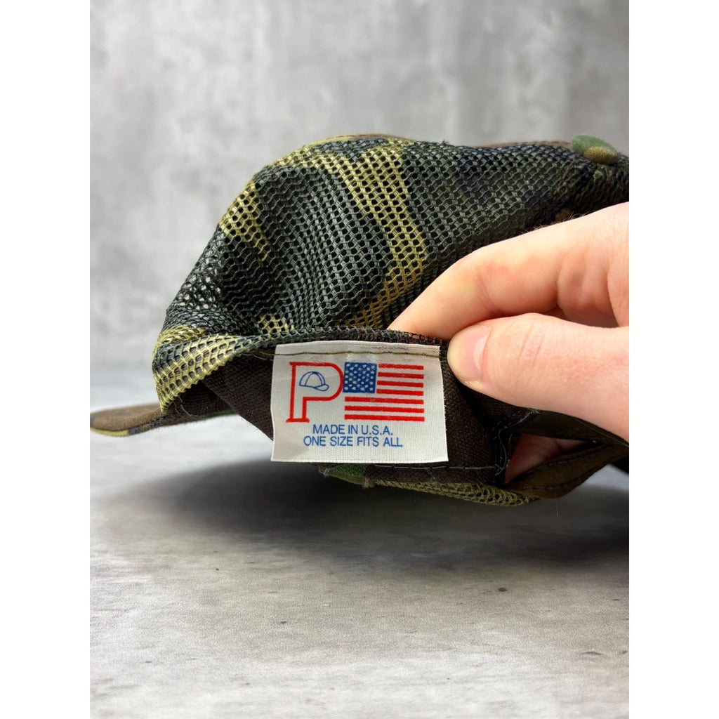 Vintage Goode Co Barbecue Embroidered Patch Camo Trucker Snapback Hat OSFA
