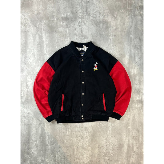 Vintage 90s Disney Mickey Mouse Embroidered Bomber Varsity Jacket Size XL