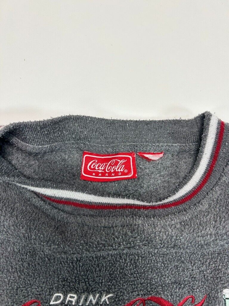 Vintage Coca Cola Embroidered Logo Snack Promo Fleece Sweatshirt Size Medium