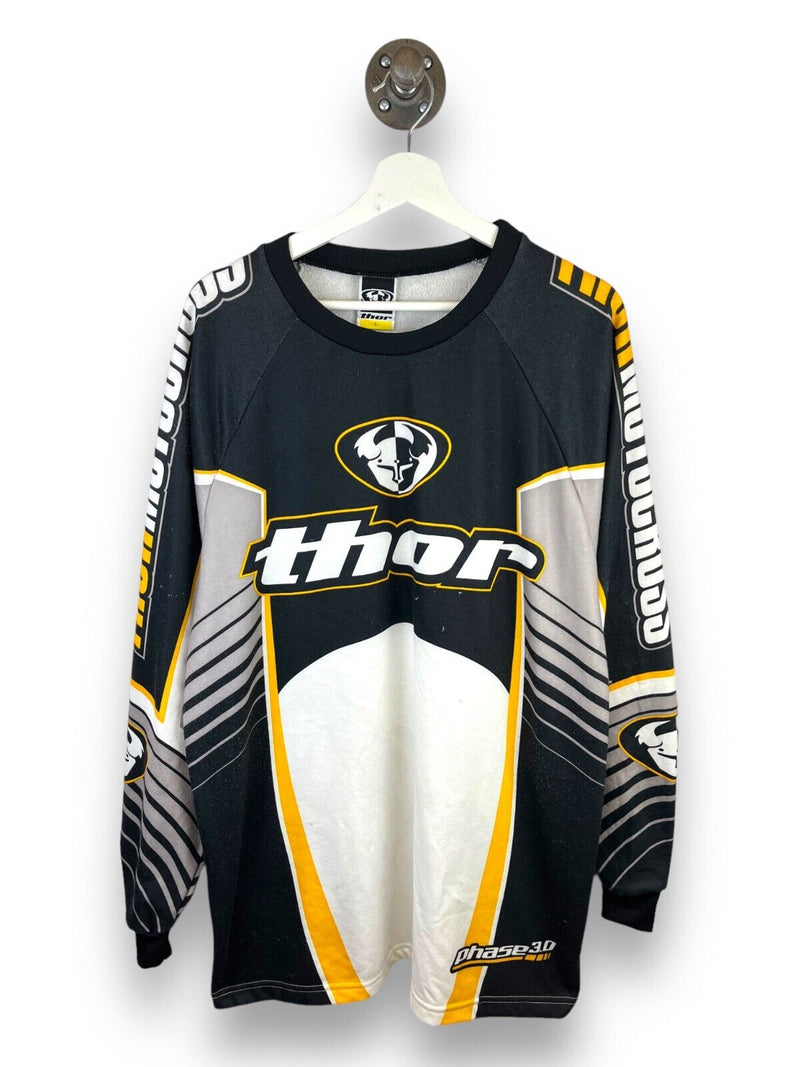 Vintage Thor Motocross Phase 3.0 Long Sleeve Jersey T-Shirt Size Large Black