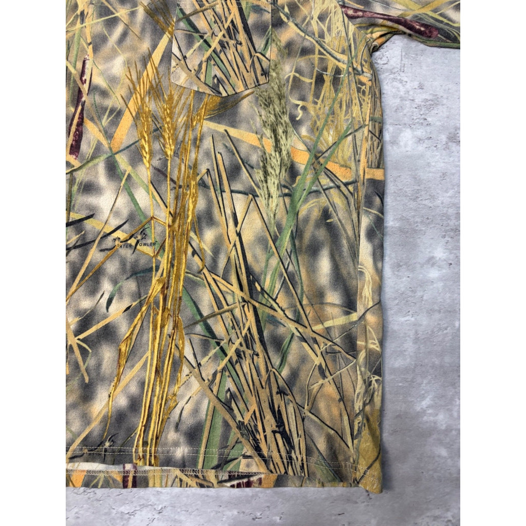 Vintage 90s Water Fowler Marsh Camo Hunting Long Sleeve T-Shirt Size XL
