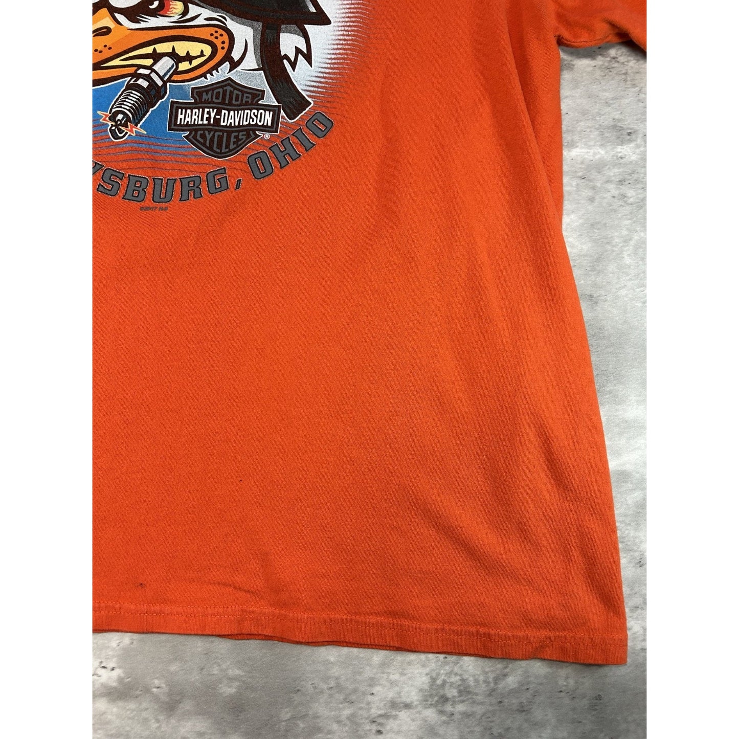 Harley Davidson Motorcycles Army Duck Logo Graphic T-Shirt Size XL Orange