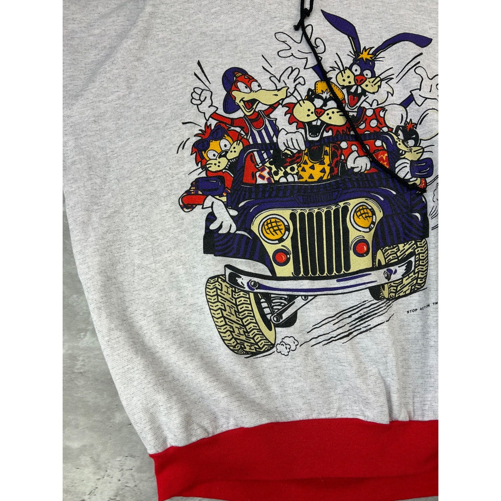 Vintage 1993 Cartoon Character Two Tone Pullover Hooded Sweatshirt Size Large
