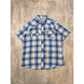 Vintage 80s Wrangler Wrancher Plaid Pearl Snap Short Sleeve Button Up Shirt XLT