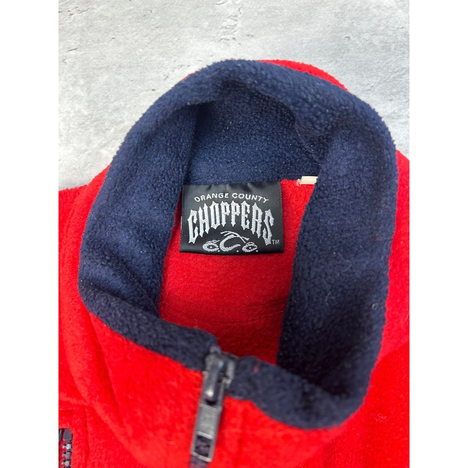 Vintage Orange County Choppers Embroidered Logo Fleece Sweatshirt Vest Sz Large