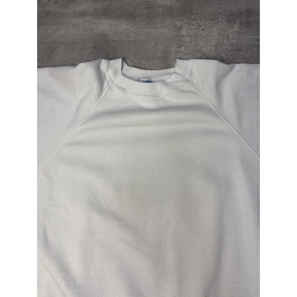 Vintage 90s Hanes Blank White Pullover Crewneck Sweatshirt Size XL