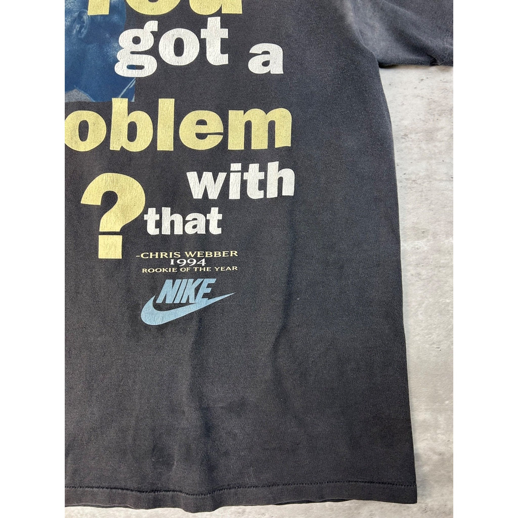 Vintage 1994 Chris Webber NBA Rookie Of The Year Nike Basketball T-Shirt Size XL