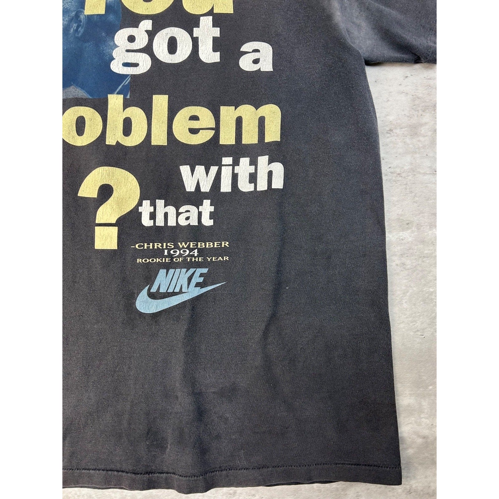 Vintage 1994 Chris Webber NBA Rookie Of The Year Nike Basketball T-Shirt Size XL