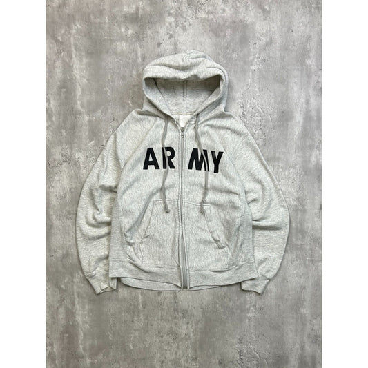 Vintage 90s US Army Training Spellout Full Zip Hooded Sweatshirt Size Medium
