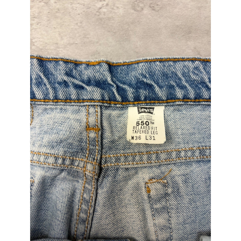 VTG 90s Levis 550 Red Tab Relaxed Tapered Leg Medium Wash Denim Pants Size 34
