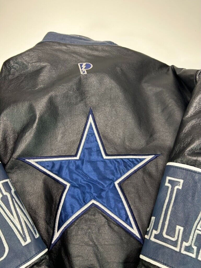 Vintage 1994 Dallas Cowboys NFL Full Zip Insulated Leather Jacket Size XL