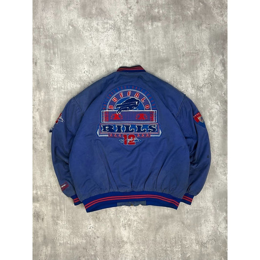 Vintage 90s Buffalo Bills NFL Embroidered Insulated Bomber Jacket Size XL