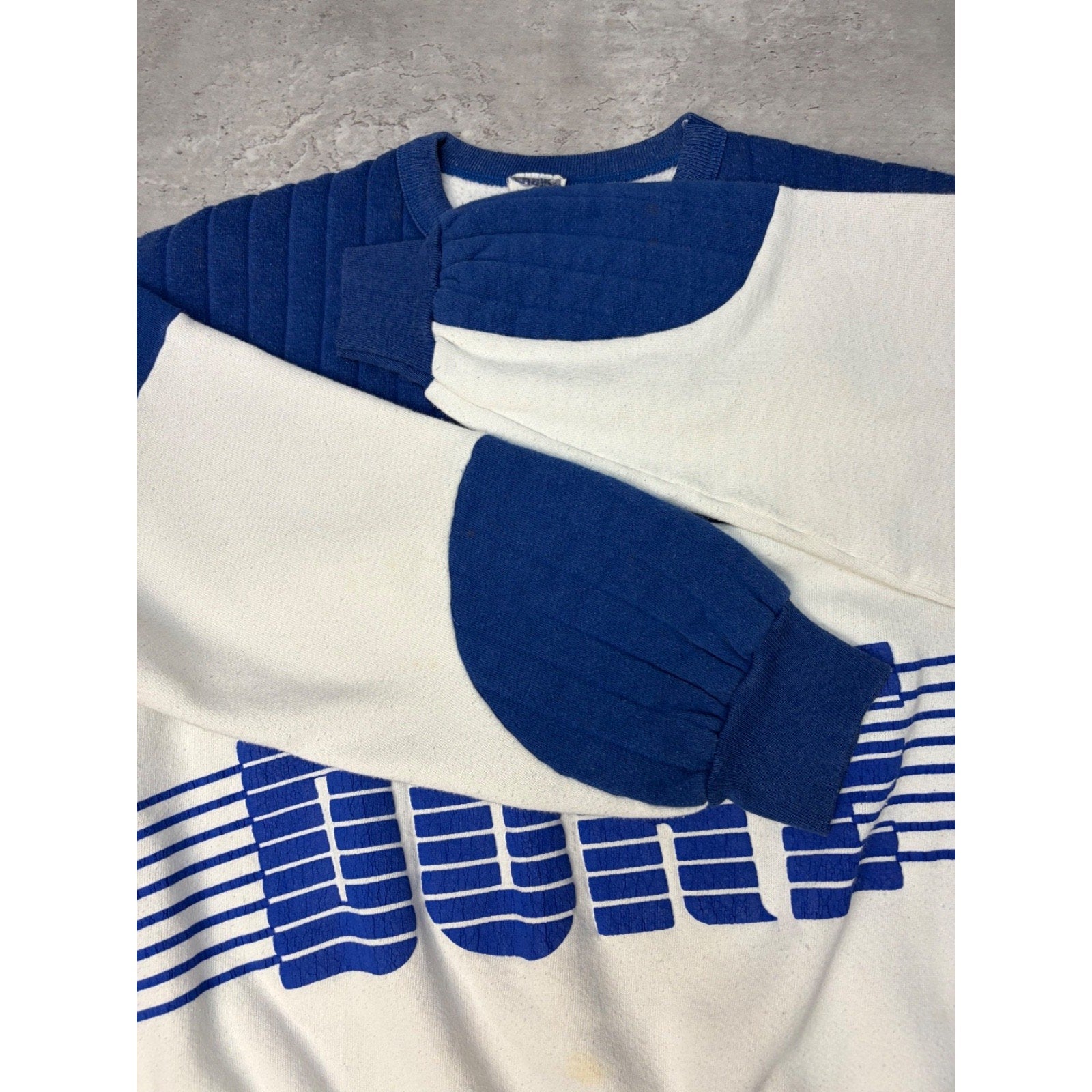 Vintage 80s Duke Blue Devils NCAA Puff Print Spellout Sweatshirt Size Large