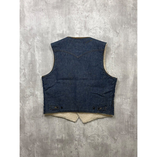 Vintage 1980s Lee Storm Riders Sherpa Lined Denim Vest Size Large